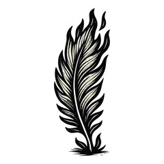 Obraz premium Intricate monochrome feather design with organic patterns in motion.