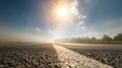 Fototapeta premium Heatwave atmosphere with shimmering air above sunlit asphalt