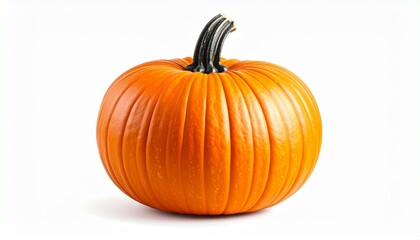 Fresh orange pumpkin with water droplets on white background.