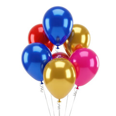 Colorful balloons cluster isolated on transparent background