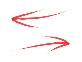 Hand Drawn Red grunge textured brush stroke arrow frame isolated on transparent background