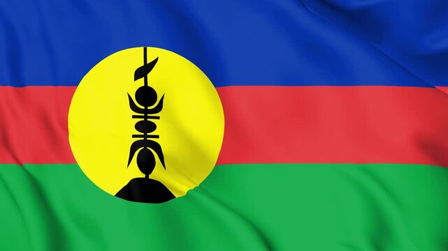 Realistic New Caledonia Flag Waving, 4K Loop, Pacific France Overseas Symbol