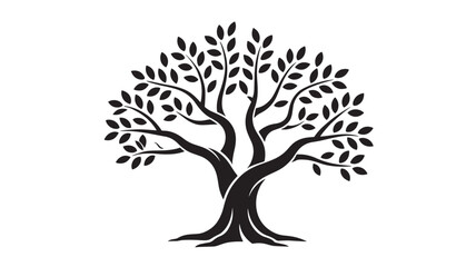 Fototapeta premium Tree Silhouette in Minimalist Style with Black and White Color on Simple Background for Environmental Logo