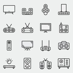 Minimalist Home Electronics Line Icon Set