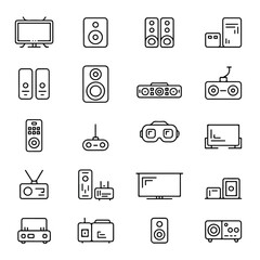 Minimalist Home Electronics Line Icon Set