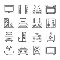 Minimalist Home Electronics Line Icon Set