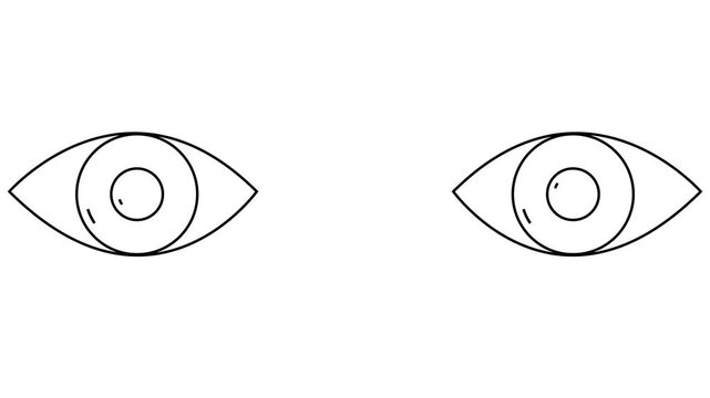Animated black two eyes. Linear icon. Looped video. Vector illustration on white background.
