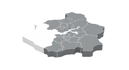 Fototapeta premium 3D Map of Administrative Regions