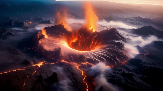 8K Kinetic Realism: Cinematic seamless loop of an explosive volcanic shockwave with hyper-detailed air distortion