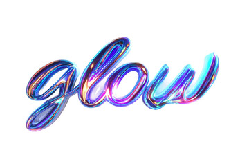 Naklejka premium Abstract holographic lettering of word glow isolated on transparent background