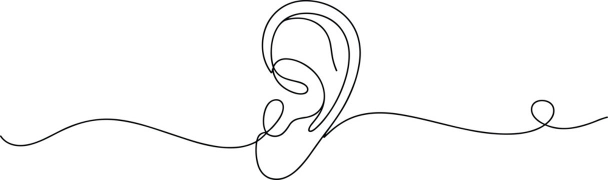 Minimalist Line of a Human Ear with Wavy Line human