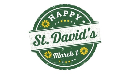 A festive St. David's Day logo with green and yellow colors on a white background
