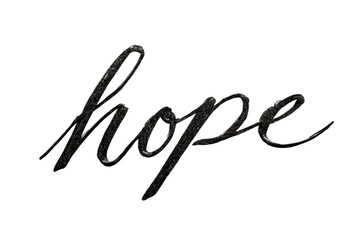 Obraz premium Expressive handwritten typography of hope word isolated on transparent background