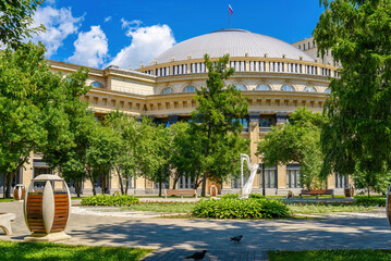 The Novosibirsk State Academic Opera and Ballet Theatre in Russia. Beautiful classical architecture...