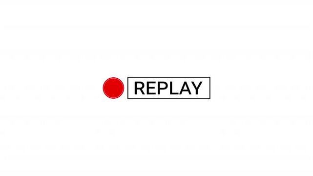 Replay sign icon, replay text animation on a transparent background. Replay Animation for Live Streamer, 
replay symbol button animation with text style. rewind or repeat icon with replay text animati