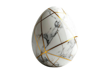 Modern marble easter egg with intricate pattern, isolated transparent, generative ai
