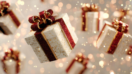 christmas gift box with christmas decorations