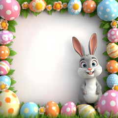 Easter frame with bunny and easter eggs