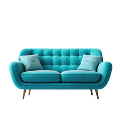 Fototapeta premium Modern Blue Sofa Isolated on White Background