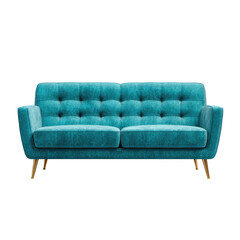 Fototapeta premium Modern Blue Sofa Isolated on White Background