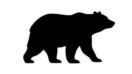 Fototapeta premium Minimalist black bear silhouette in a walking pose for wildlife and wilderness themes isolated on transparent background.