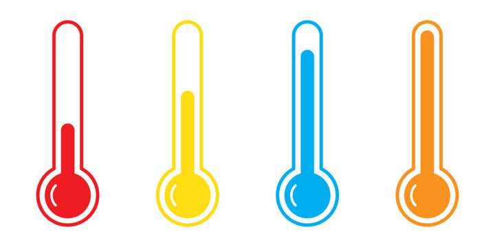 Thermometer Icon showing a clean temperature measurement symbol for medical, weather and health monitoring, with stroke, filled and colored icon vector illustration.