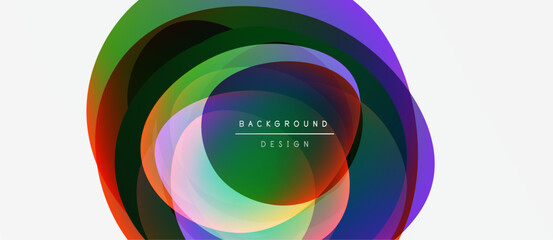 Obraz premium Abstract colorful layers create dynamic circular design. Gradient hues blend, forming modern background element. Minimalist style.