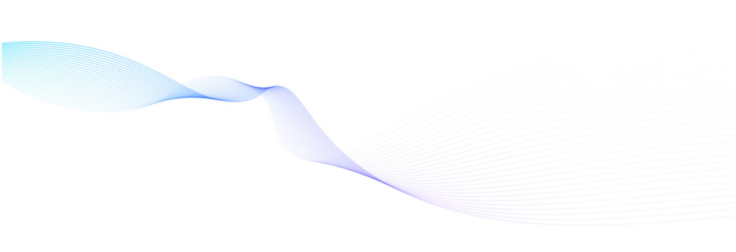 Vector abstract wave lines smooth flowing dynamic blue purple gradient isolated on transparent background for concept of modern, innovation, technology, digital, science, music