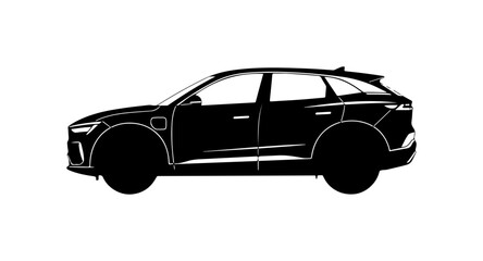 Obraz premium Sleek Black SUV Side View