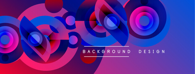 Fototapeta premium Abstract colorful circles overlap, creating dynamic background. Gradient hues blend, forming modern design element.
