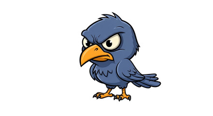Obraz premium Grumpy Raven Illustration: An illustration captures the essence of a grumpy raven, showcasing its character with an intense stare and stern demeanor 