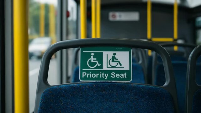 Priority seat sign on bus for disabled passengers  