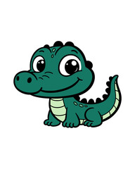 Obraz premium Cute Baby Alligator or Crocodile Cartoon Illustration
