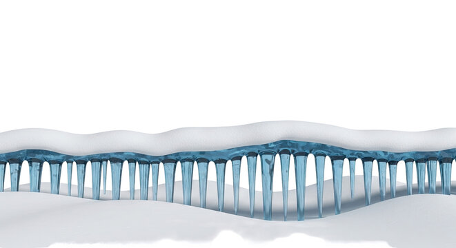 Row of Icicles on a Snow-Covered Ledge