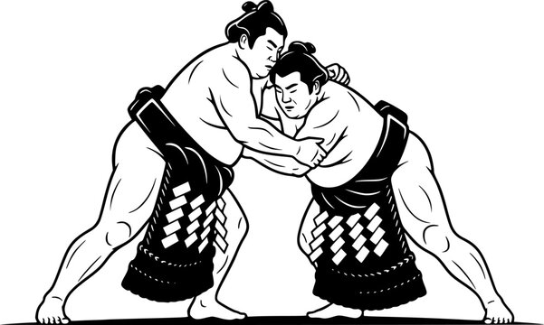Sumo Wrestling Japanese Warrior Icon Vector Illustration