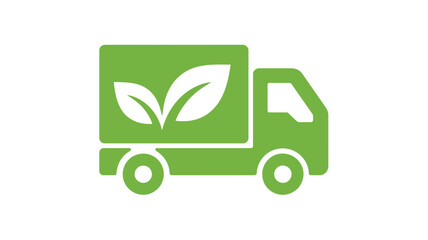 Green delivery truck with leaves, symbolizing eco-friendly transportation and logistics
