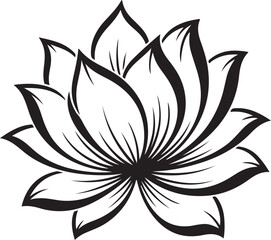 Symmetrical Lotus Blossom Silhouette, Monochrome