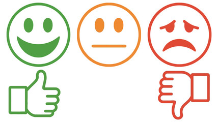 Happy, Neutral, and Sad Faces with Thumbs Up and Down © Khalek