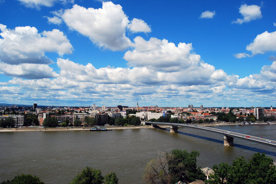 Novi Sad panoramic cityscape view over Danube