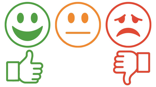 Happy, Neutral, and Sad Faces with Thumbs Up and Down