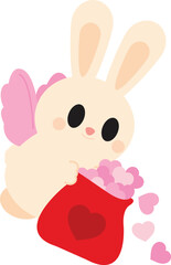 Obraz premium Cute Bunny Cupid Spreading Love Hearts