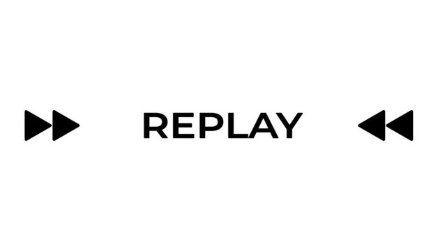 Replay Text icon animation,Replay text animation button isolated on a white background.