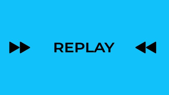 Replay Text icon animation,Replay text animation button isolated on a green background.