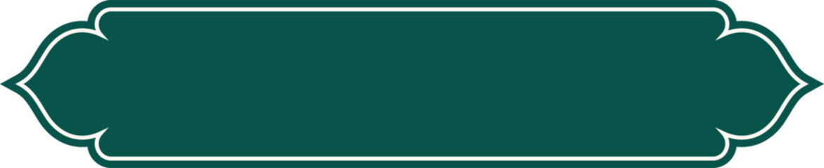Minimalist green Islamic banner shape with white outline for Eid greetings © AdhinesaDaffa