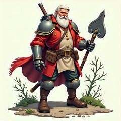 Obraz premium Mature Warrior Character Illustration