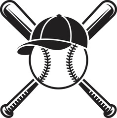 Baseball Crossed Bats Logo &ndash; Ball and Cap Sports Team Emblem