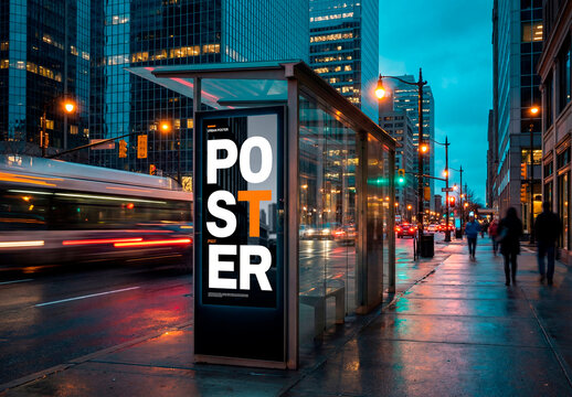 Modern bus shelter side angle