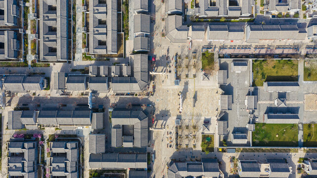 Aerial View of Ancient Jimo District, Qingdao China - Traditional Courtyard Houses