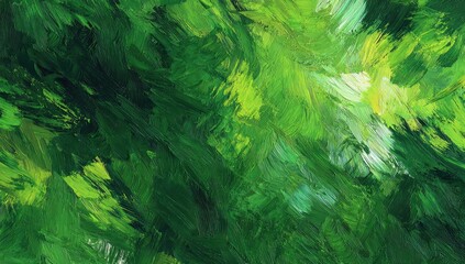 Fototapeta premium A vibrant abstract painting featuring dynamic brushstrokes in shades of green and yellow