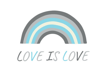 Fototapeta premium Colorful rainbow shape Demiboy pride flag Happy pride day LGBTQIA community Pride Month Vector hand drawn doodle for posters, stickers, logo, cards